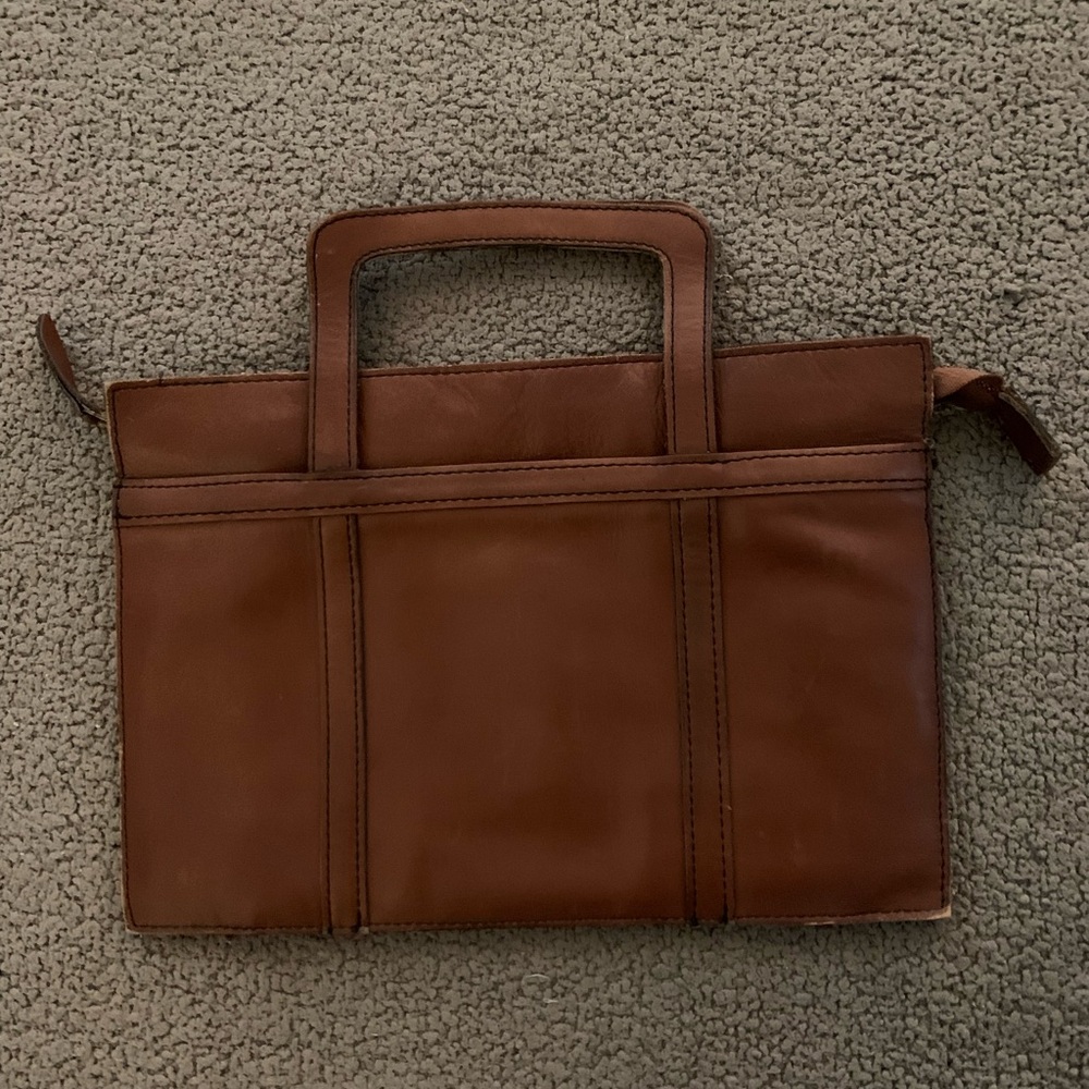 Vintage Mini-Briefcase TAN Genuine Leather BAG Unisex